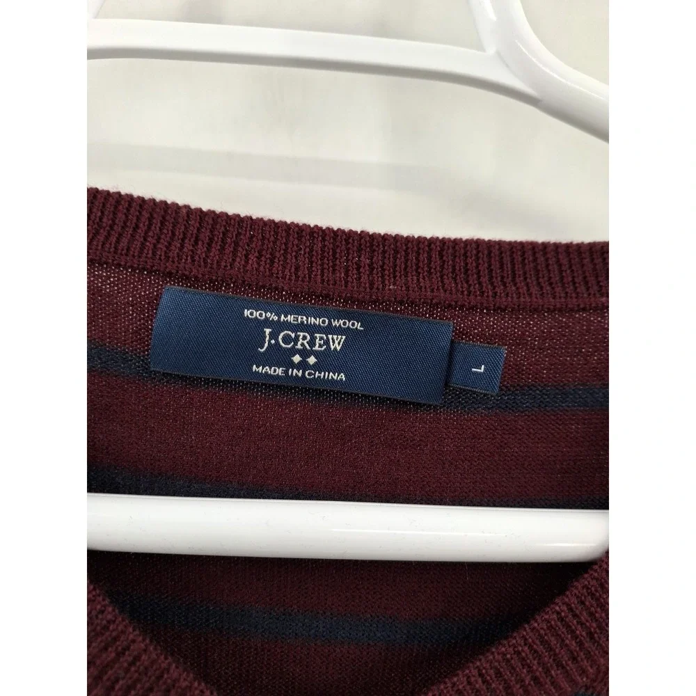 J.Crew Mens 100%Merino Wool V Neck‎ Large Sweater